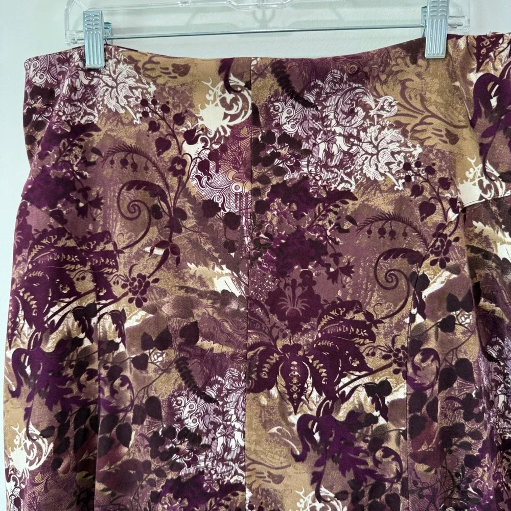 Vintage Fall Vibes Purple Paisley Boho Midi Skirt 14 Floral Stretch Velvet Suede